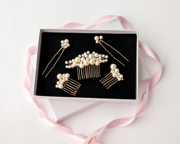 AMELIA PEARL LUXE HAIR COMB & PIN SET - SILVER - Image 4