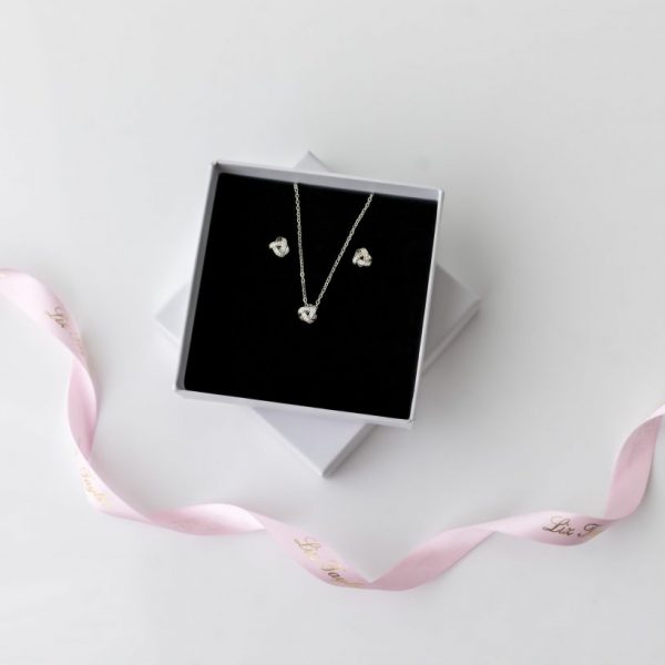 ELLA EARRING & NECKLACE KNOT SET - SILVER