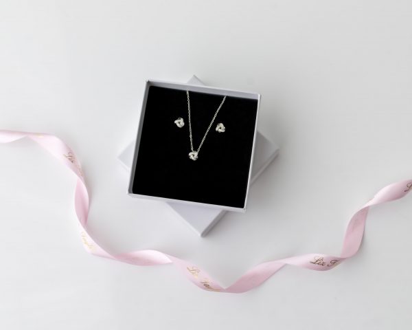 ELLA EARRING & NECKLACE KNOT SET - SILVER