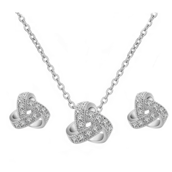ELLA EARRING & NECKLACE KNOT SET - SILVER