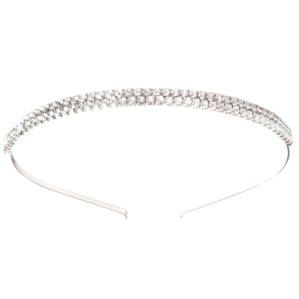 MILLIE DOUBLE ROW CRYSTAL HEADBAND - SILVER