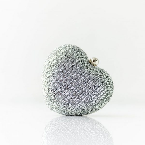 ELSIE SILVER GLITTER HEART CLUTCH BAG