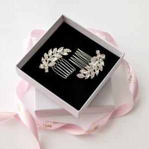 HETTY CRYSTAL GLAMOUR HAIR COMB SET - SILVER