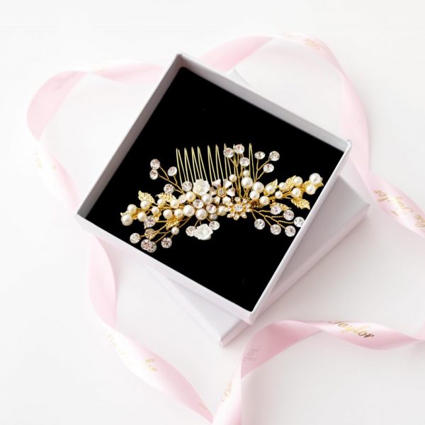 JULIET PEARL HAIR COMB GOLD