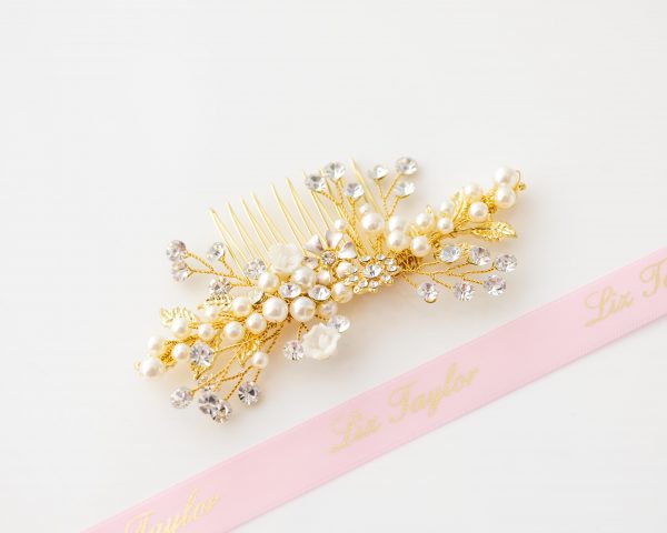 JULIET PEARL HAIR COMB ROSE GOLD - Image 6