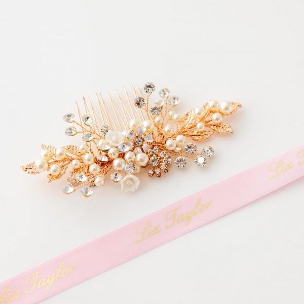 JULIET PEARL HAIR COMB ROSE GOLD