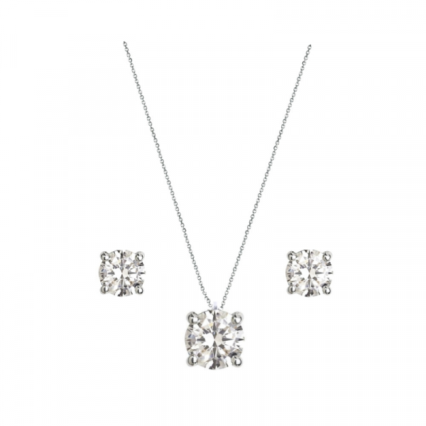 CECELIA DAINTY CRYSTAL NECKLACE SET- SILVER
