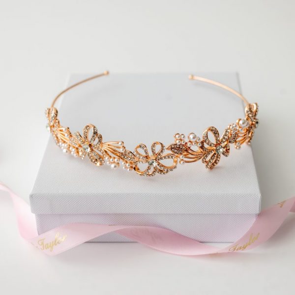 CASSANDRA CRYSTAL CHERISH HEADBAND - ROSE GOLD