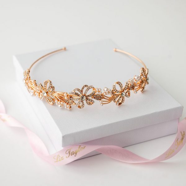 CASSANDRA CRYSTAL CHERISH HEADBAND - ROSE GOLD