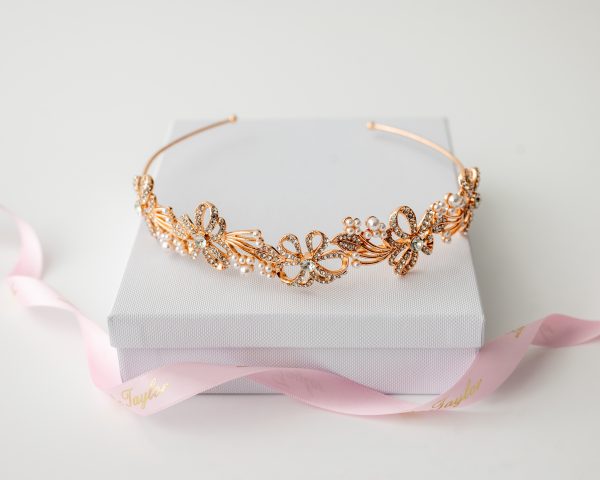 CASSANDRA CRYSTAL CHERISH HEADBAND - ROSE GOLD