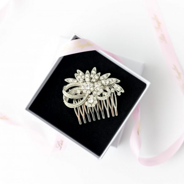 ETTA VINTAGE CRYSTAL HAIR COMB-SILVER