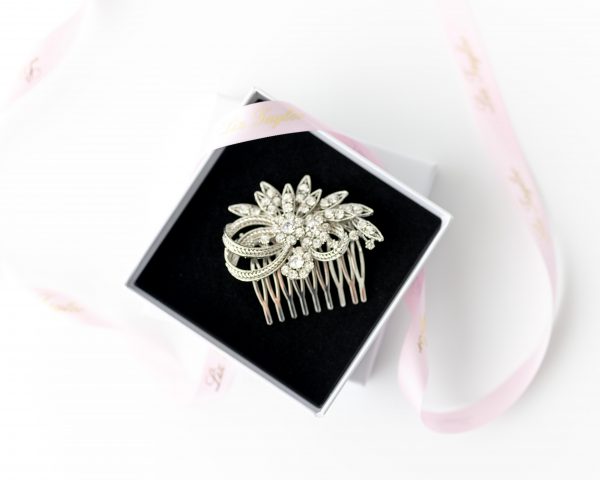 ETTA VINTAGE CRYSTAL HAIR COMB-SILVER