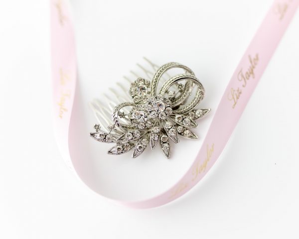 ETTA VINTAGE CRYSTAL HAIR COMB-SILVER - Image 2