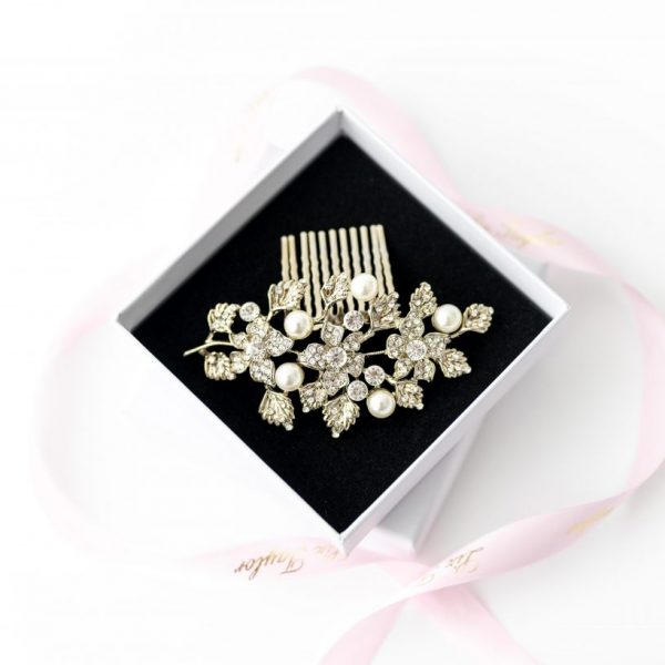 ALICE PEARL & FLOWER HAIR COMB - SILVER