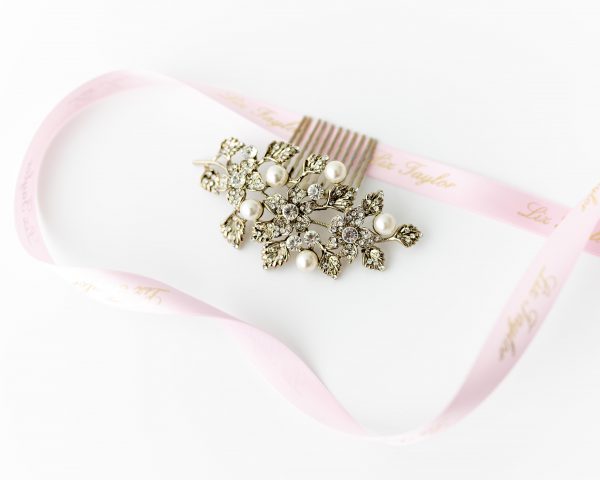 ALICE PEARL & FLOWER HAIR COMB - SILVER - Image 2