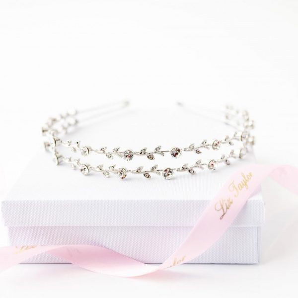 LOLA DOUBLE ROW CRYSTAL HEADBAND - SILVER