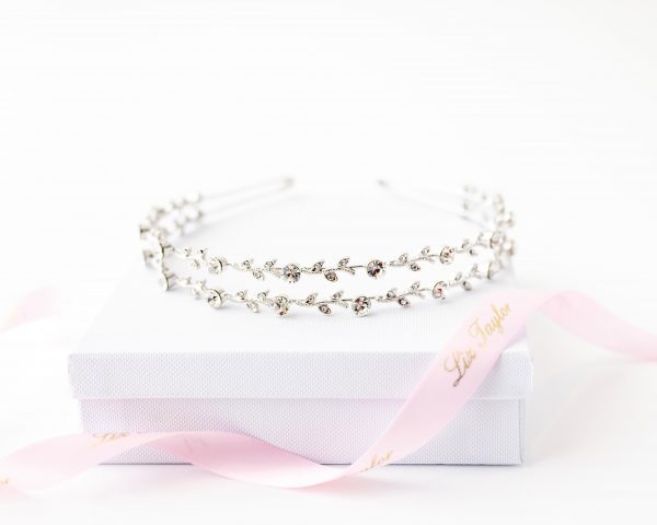LOLA DOUBLE ROW CRYSTAL HEADBAND - SILVER
