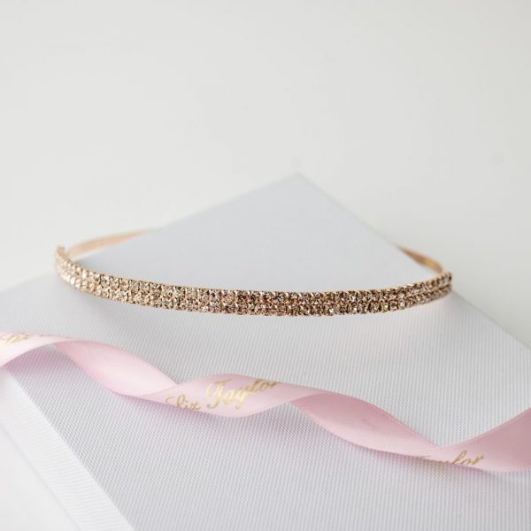 MILLIE DOUBLE ROW CRYSTAL HEADBAND - ROSE GOLD