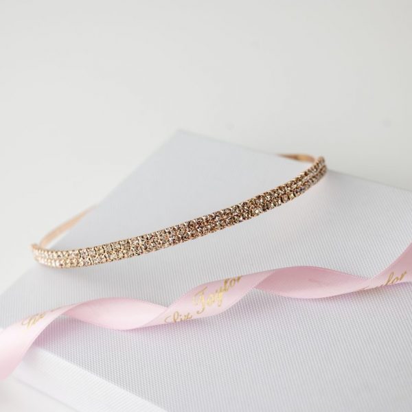 MILLIE DOUBLE ROW CRYSTAL HEADBAND - ROSE GOLD