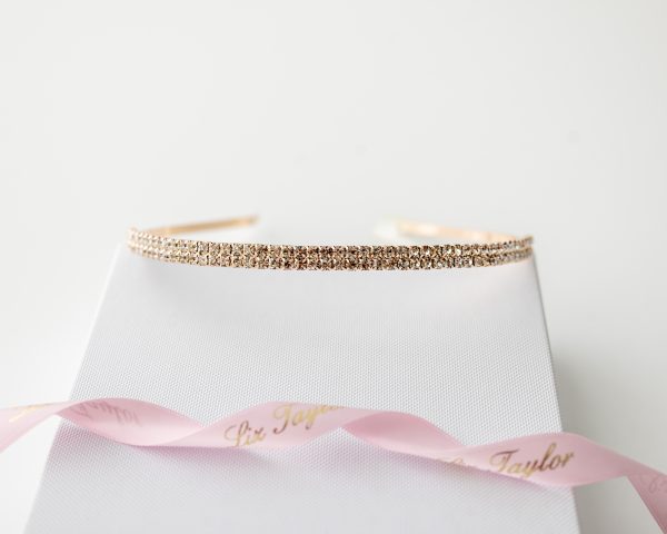 MILLIE DOUBLE ROW CRYSTAL HEADBAND - ROSE GOLD - Image 4
