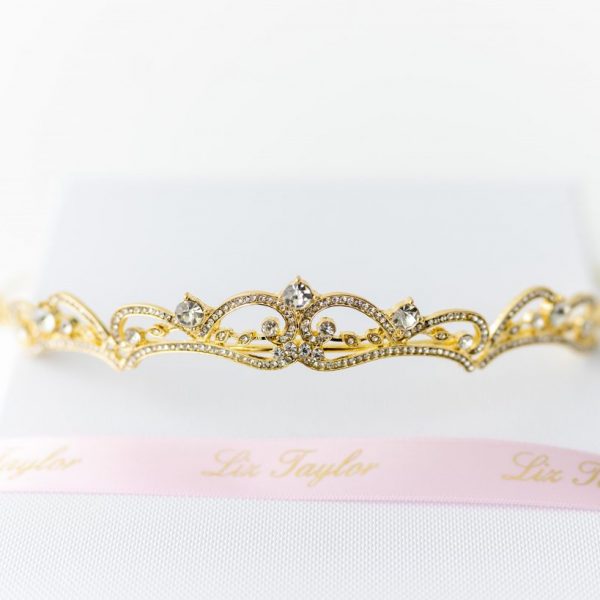 ISOBELLE BEJEWELLED CRYSTAL TIARA - GOLD