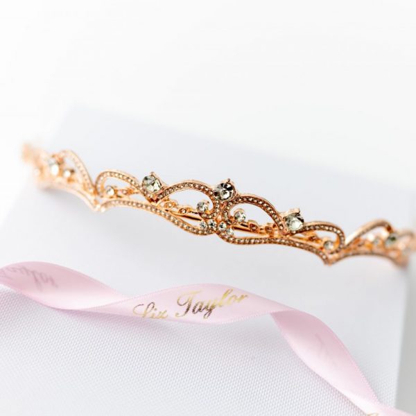 ISOBELLE BEJEWELLED CRYSTAL TIARA - ROSE GOLD