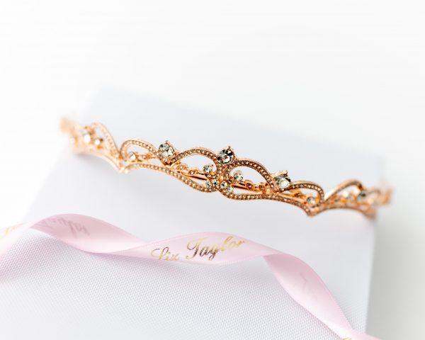 ISOBELLE BEJEWELLED CRYSTAL TIARA - ROSE GOLD