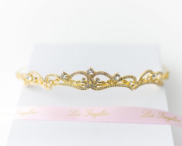 ISOBELLE BEJEWELLED CRYSTAL TIARA - GOLD