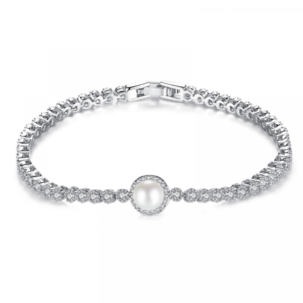 CLARABELLE PEARL & CRYSTAL BRIDESMAID THANK YOU GIFT BRACELET