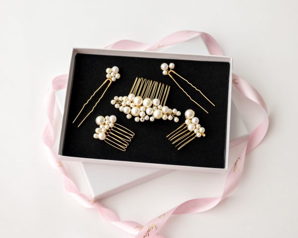 AMELIA PEARL LUXE HAIR PIN & COMB SET - ROSE GOLD - Image 3