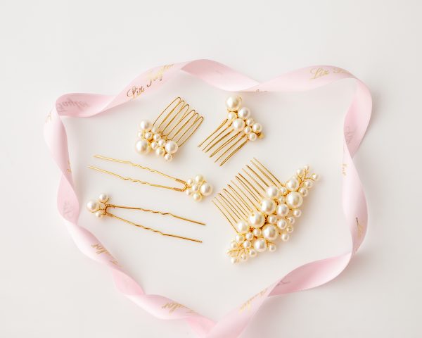 AMELIA PEARL LUXE HAIR PIN & COMB SET - ROSE GOLD - Image 2