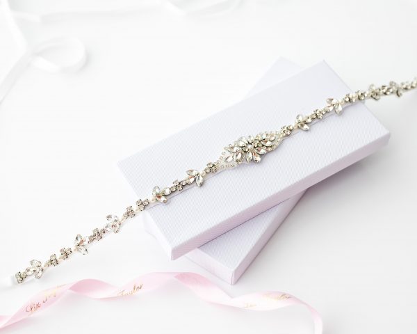 ELEGANT CRYSTAL BRIDAL BELT - SILVER - Image 2