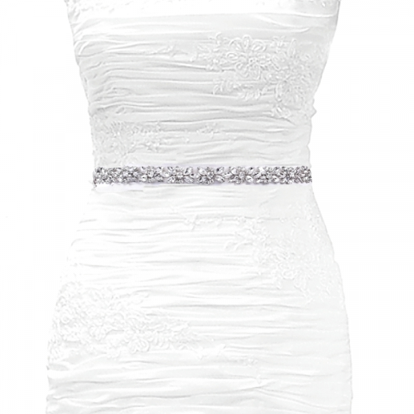 GLISTENING CRYSTAL BRIDAL BELT - SILVER