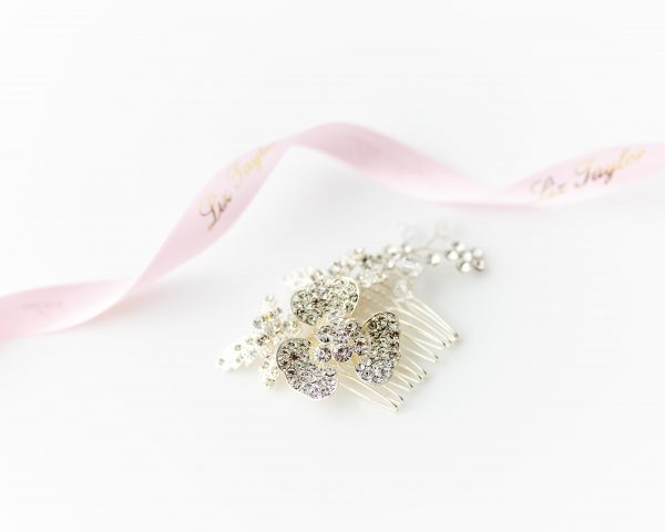 DAISY CRYSTAL FLOWER HAIR COMB - SILVER - Image 2