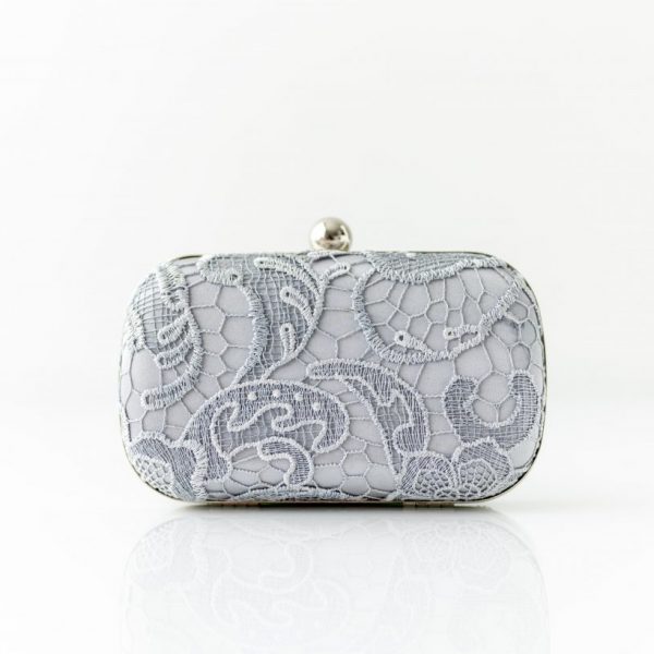 LULU SILVER LACE CLUTCH BAG
