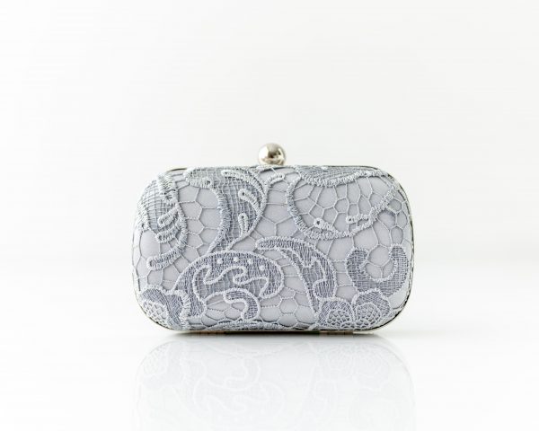 LULU SILVER LACE CLUTCH BAG