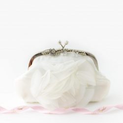 VICTORIA IVORY FLOWER SATIN CLUCH BAG
