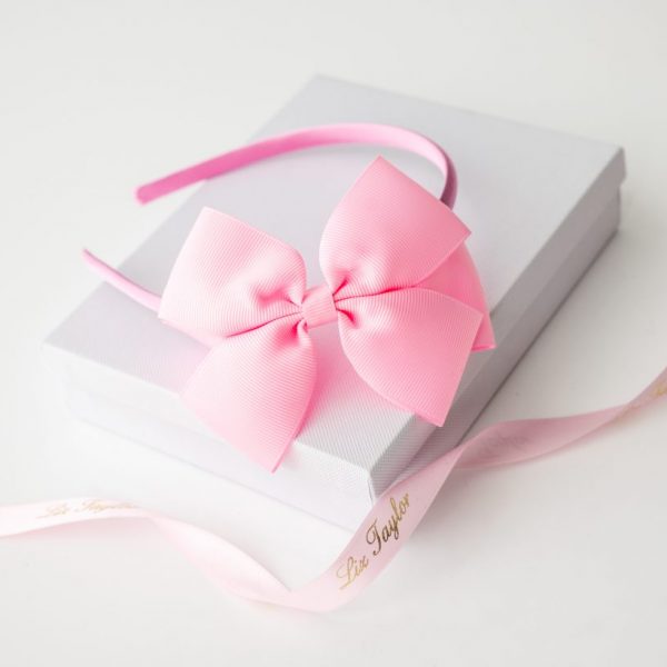 POPPY FLOWER GIRL PINK HEADBAND WITH BOW