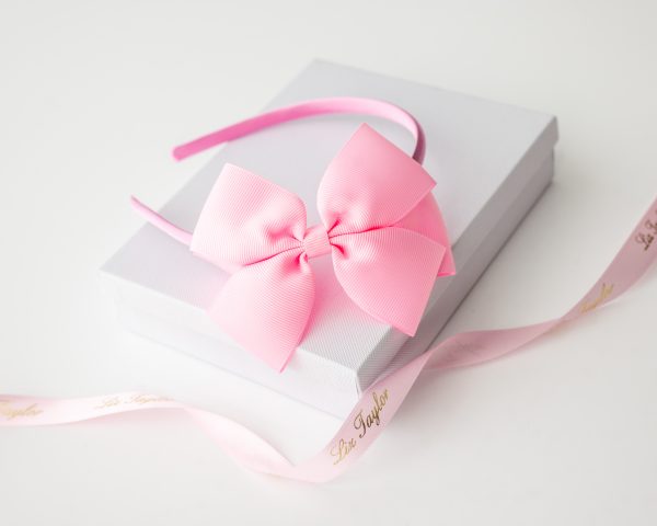POPPY FLOWER GIRL PINK HEADBAND WITH BOW