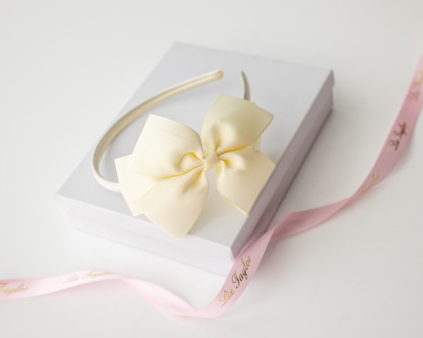POPPY FLOWER GIRL IVORY HEADBAND WITH BOW