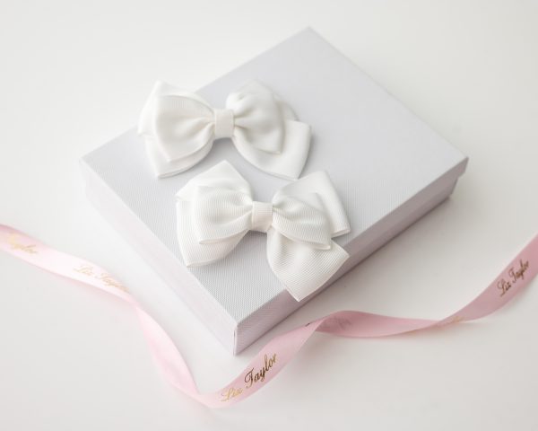 GRACIE FLOWER GIRL WHITE HAIR BOW SET