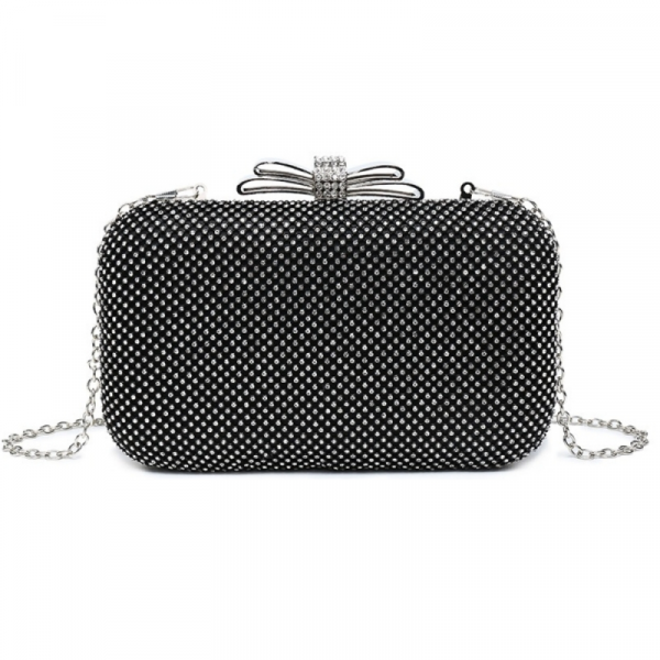 GLITZY GLAM CLUTCH BAG- BLACK