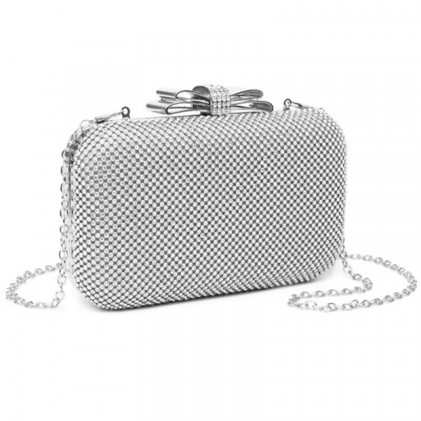 GLITZY GLAM CLUTCH BAG- SILVER