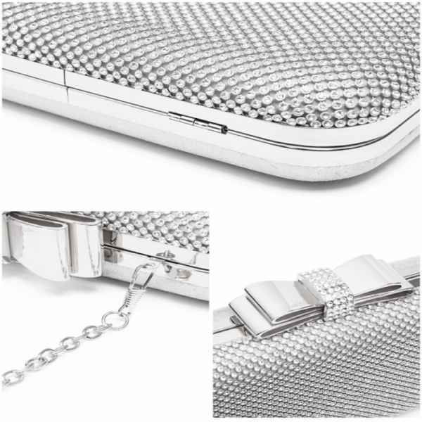 GLITZY GLAM CLUTCH BAG- SILVER - Image 3