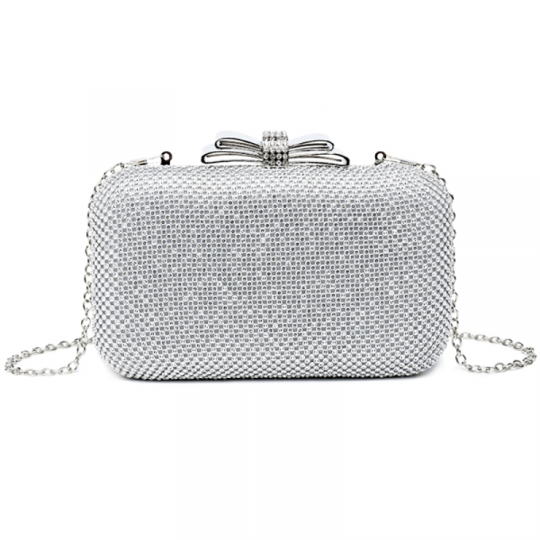 GLITZY GLAM CLUTCH BAG- SILVER - Image 4